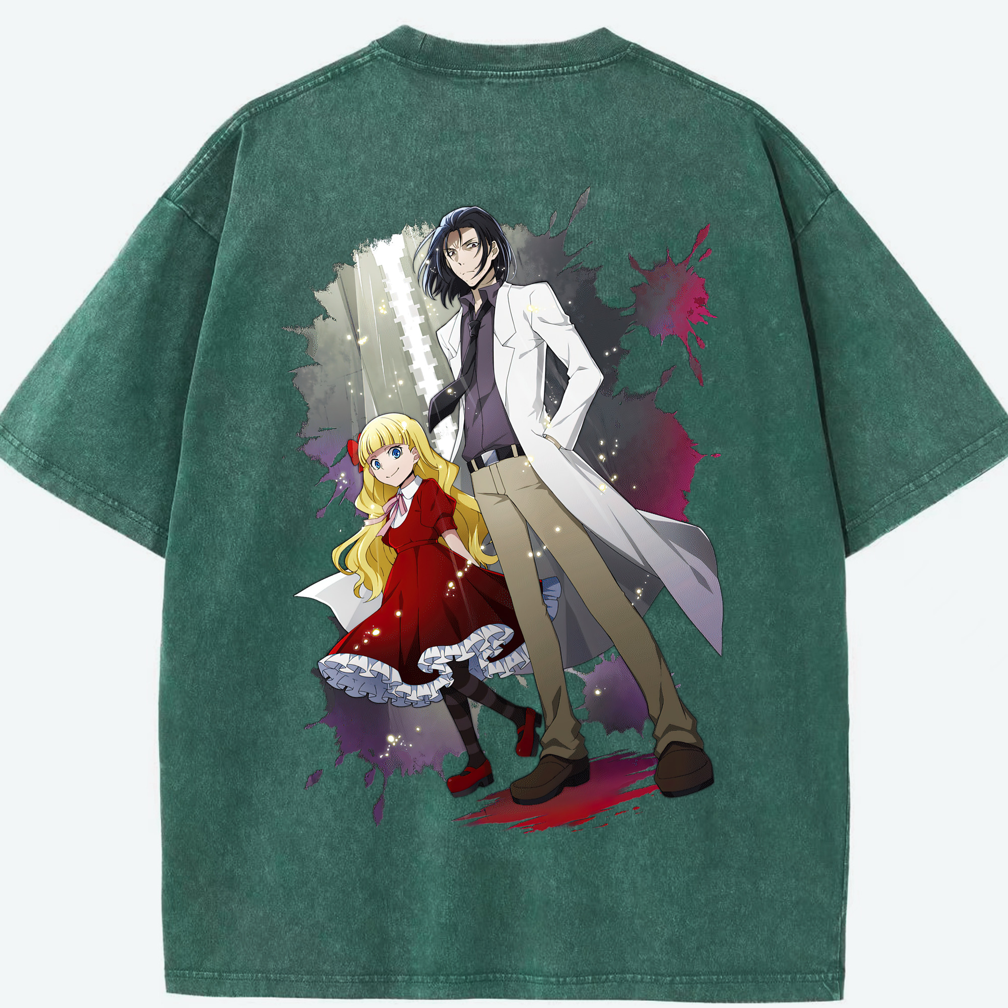 （画像用） 文豪ストレイドッグス Bungo Stray Dogs 綿100% ヴィンテージ風 半袖Tシャツ（背面プリント）